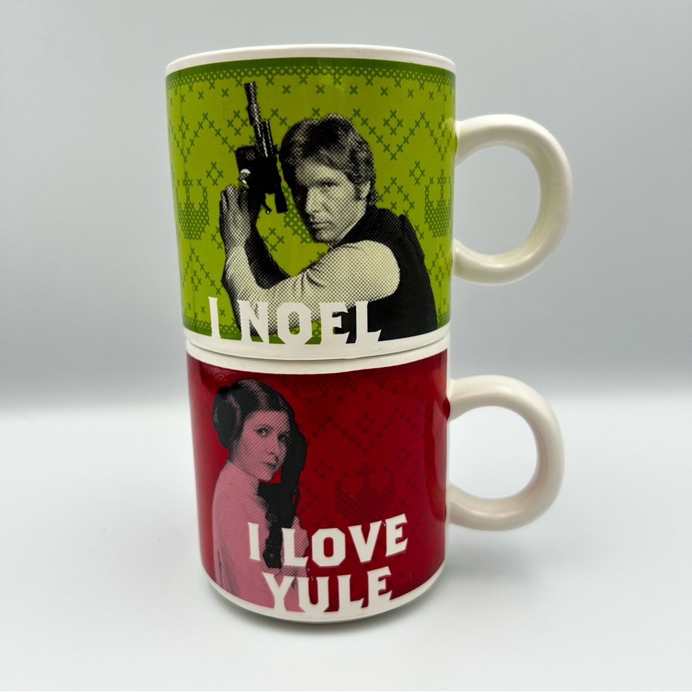 Hallmark Star Wars Leia I Love Yule Han Salo I Noel Holiday Xmas Coffee Mugs
